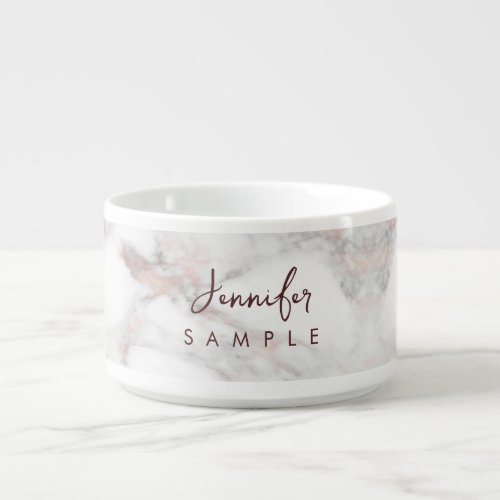 Typography Name Monogram Rose Gold Marble Template Bowl