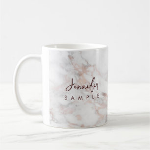 Typography Name Rose Gold Marble Template Best Coffee Mug