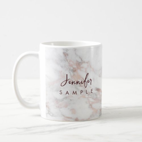 Typography Name Rose Gold Marble Template Best Coffee Mug