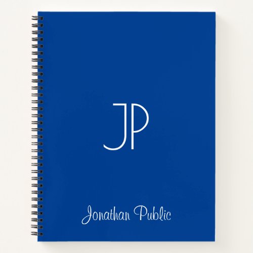 Typography Name Template Monogram Deep Blue Notebook