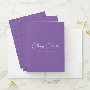 Typography Name Text Template Purple Elegant Pocket Folder