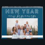 Typography New Year New Beginnings Teal Blue Photo Calendar<br><div class="desc">Typography New Year New Beginnings Teal Blue Photo Calendar.  Create your own personalized photo calendar. Replace the photo to your own liking. You can also add your message at the back or you may delete it.</div>