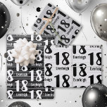 Typography Numbers 18th Birthday Wrapping Paper Sheets<br><div class="desc">Wrap up your surprises for your 18 year old in stripes with an assortment of 3 different variations of white,  black and grey number patterns. Fun for every kind of 18th birthday or any other occasion that the year is celebrated.</div>