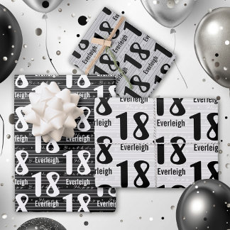 Typography Numbers 18th Birthday Wrapping Paper Sheets