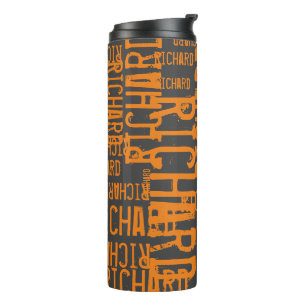 Typography Orange Black Thermal Tumbler