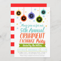 Typography Ornament Exchange Christmas Party Invitation