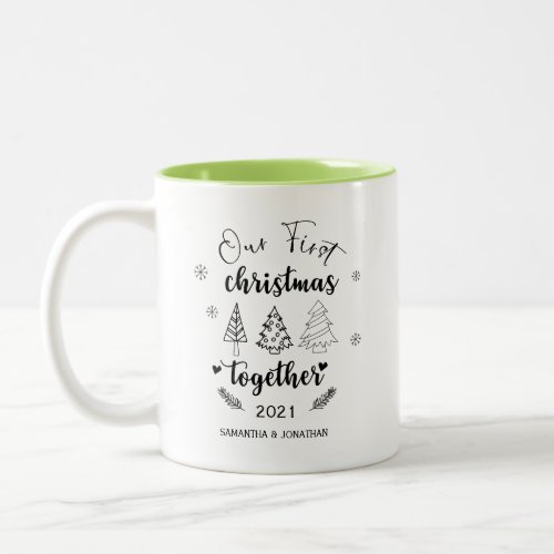 Typography Our First Christmas Together Two_Tone Coffee Mug