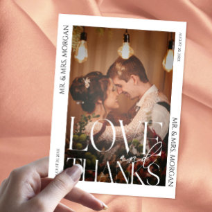 Typography Overlay Text Photo Wedding Thank You Postcard