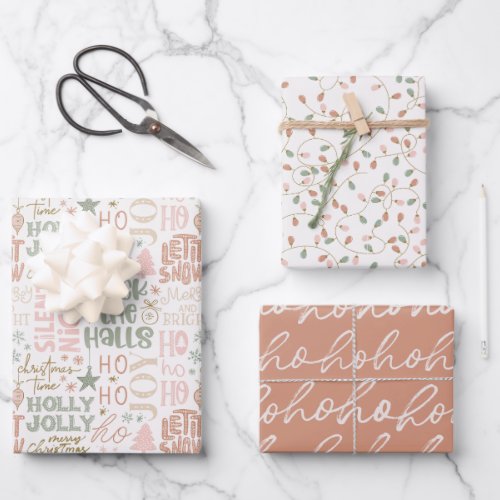 Typography Pastel Holiday Wrapping Paper