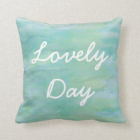 Typography Pastel Watercolor Background, Green Throw Pillow