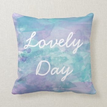 Typography Pastel Watercolor Background  Purple Throw Pillow by FridaBarlowDesign at Zazzle