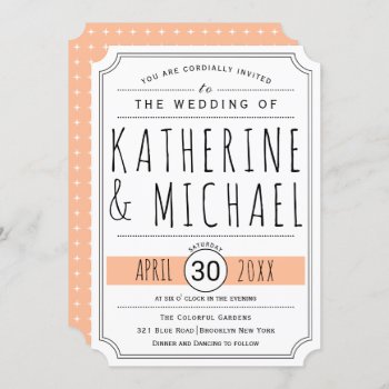 Typography Peach Fuzz Inverted Corners Wedding Invitation by weddings_ at Zazzle