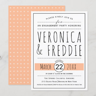 Typography peach wedding engagement party invitation