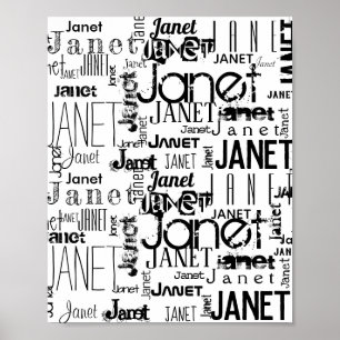 Typography Personalize Black White Name Poster
