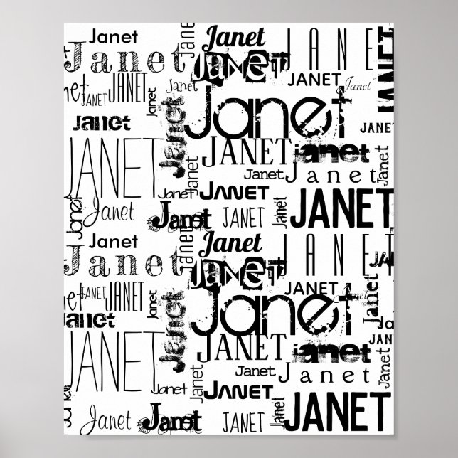 Typography  | Personalize | Black White Name Poster (Front)