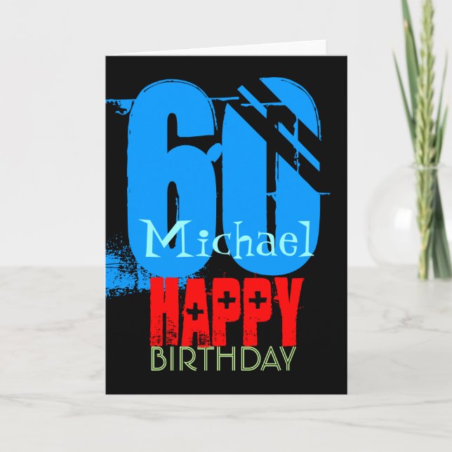 Typography Personalized 60th Birthday Greeting C Card (Front)