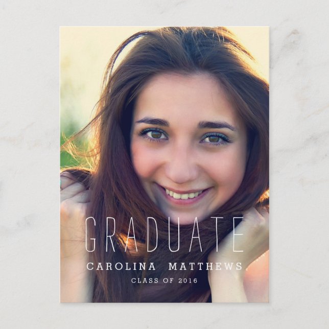 Typography Photo 2016 Graduation Party Invitation Postcard (Front)