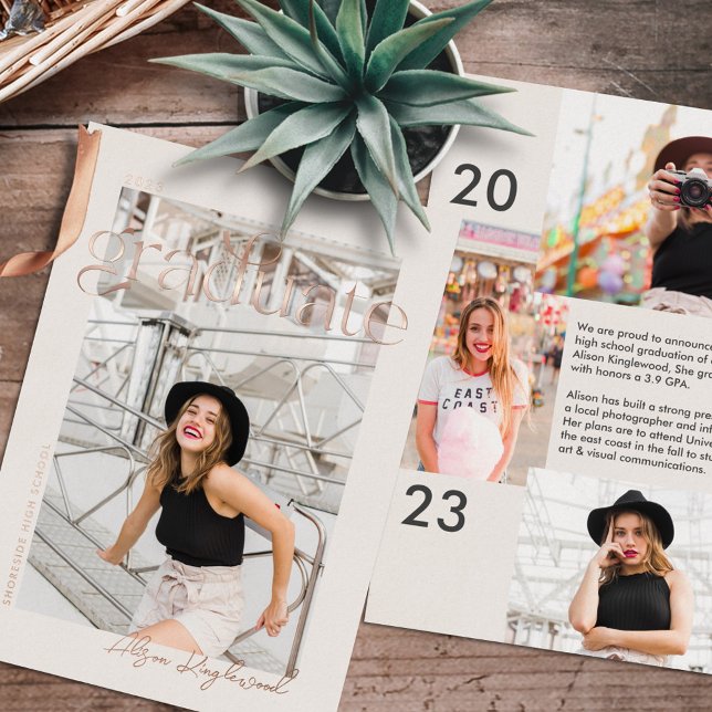 Typography Photo Foil Graduation Announcement (Creator Uploaded)