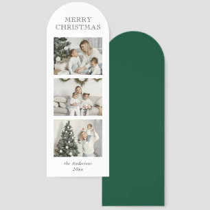 Typography & Photo Modern Green Christmas Card Bookmarks