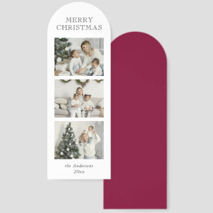Typography & Photo Modern Red Christmas Card Bookmarks
