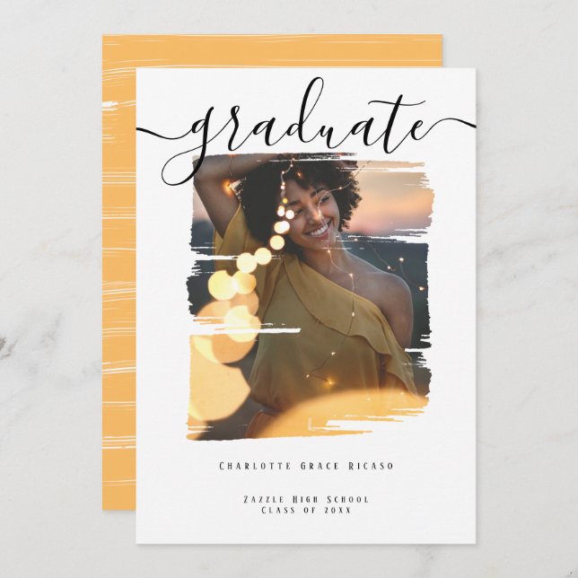 Typography Photo Personalized Graduation Invitation (Front/Back)