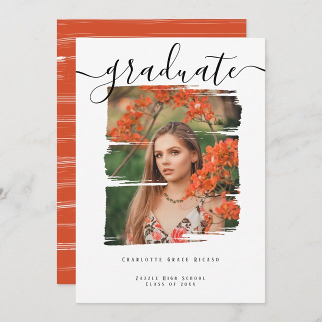 Typography Photo Personalized Graduation Invitation (Front/Back)