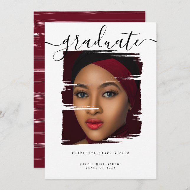 Typography Photo Personalized Graduation Invitation (Front/Back)