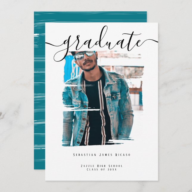 Typography Photo Personalized Graduation Invitation (Front/Back)