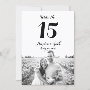 Typography Photo Wedding Table Number Card