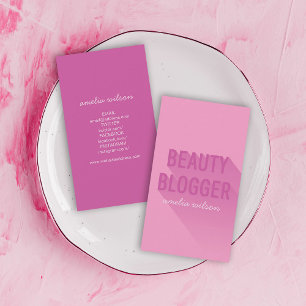 Typography Pink Purple Beauty Blogger Social Media Business Card