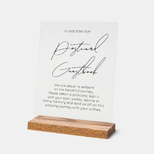 Typography postcard guest book wedding acrylic sign