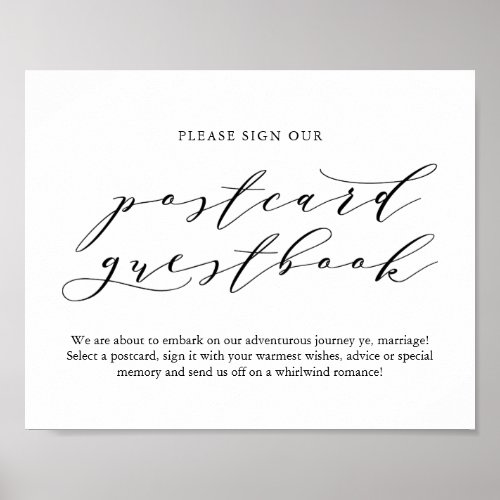 Typography postcard guest book wedding sign