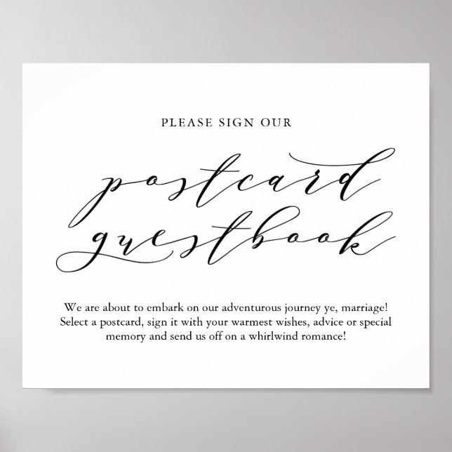 Typography postcard guest book wedding sign (Front)