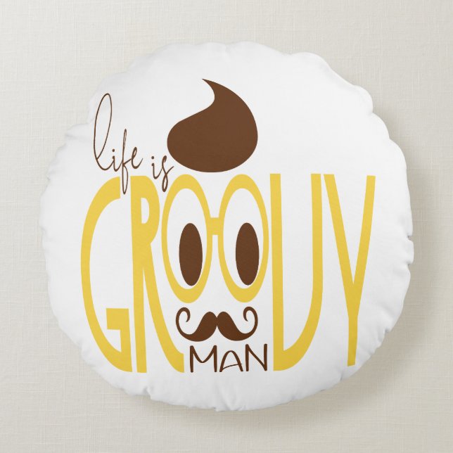 Typography Print Round Pillows Hipster Eyeglasses (Front)