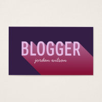 Typography Purple Pink Social Media Blogger Business Card