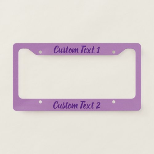 Typography Purple Script on Lavender License Plate Frame