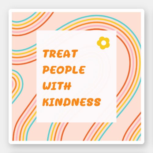 Typography Quote Saying Kindness Flower Retro Sticker