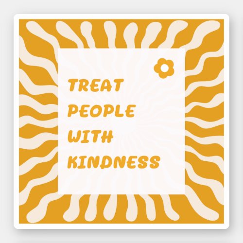 Typography Quote Saying Kindness Flower Retro Sticker
