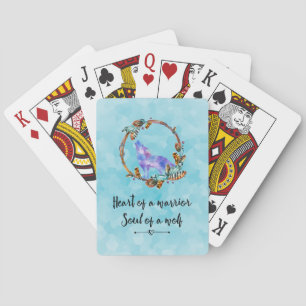 Typography Quote with a Watercolor Wolf Boho Styl Poker Cards