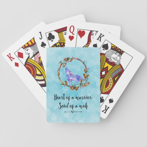 Typography Quote with a Watercolor Wolf Boho Styl Poker Cards