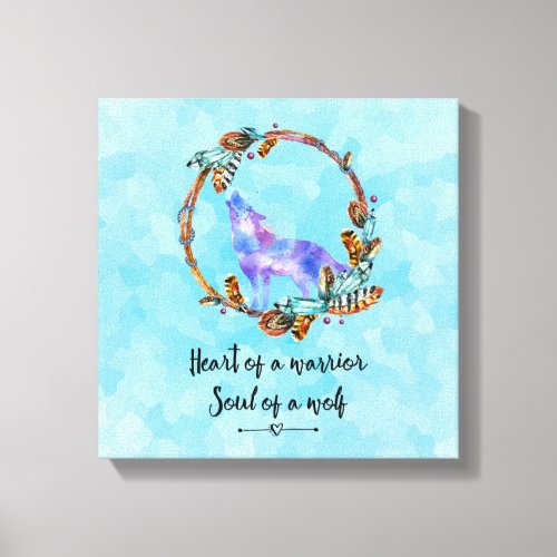 Typography Quote with a Watercolor Wolf Boho Style Canvas Print