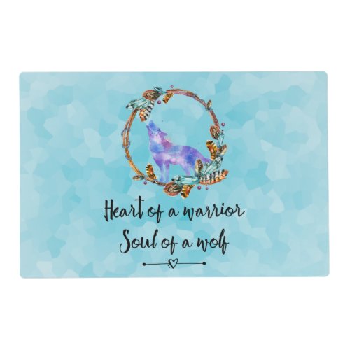 Typography Quote with a Watercolor Wolf Boho Style Placemat