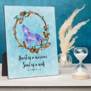 Typography Quote with Wild Wolf in a Boho Wreath Plaque