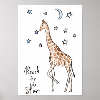 Typography "reach for the star" Giraffe Print