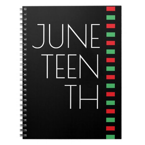 Typography Red Black Green Juneteenth Notebook
