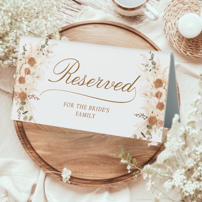 Typography Reserved Wedding | Bold Terracotta  Table Tent (Creator Uploaded)