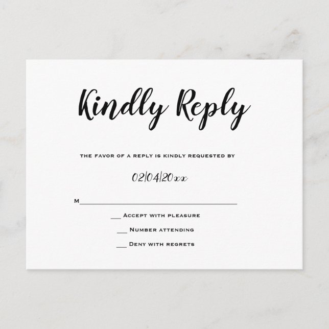 Typography Response Wedding RSVP Cards (Front)