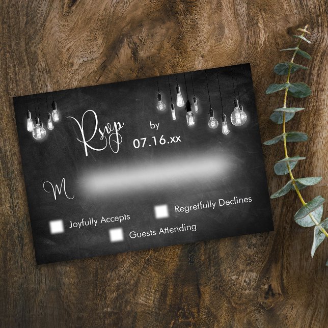 Typography RSVP Edison Lights on Chalkboard (Creator Uploaded)