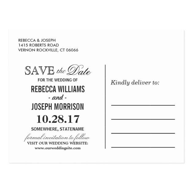 Typography Save The Date Modern Romantic Floral Postcard