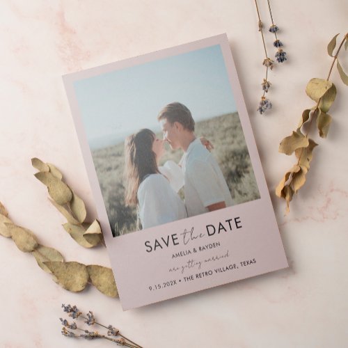 Typography Script Boho Photo Wedding Save the Date Magnetic Invitation